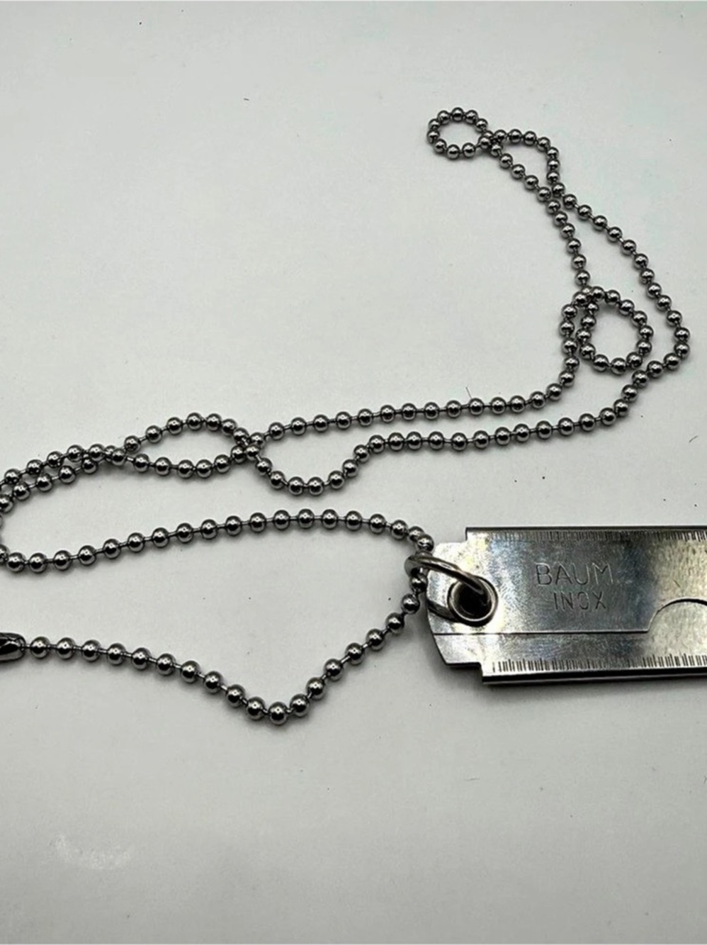 Carol Christian Poell Razor Dog Tag Silver Necklace